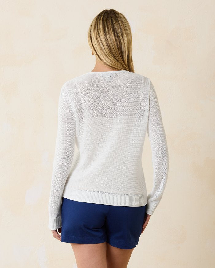 TOMMY BAHAMA CEDAR LINEN LS V NECK SWEATER