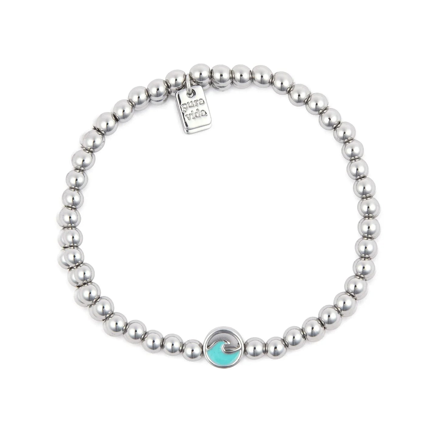 ENAMEL WAVE BALL BEAD STRETCH BRACELET