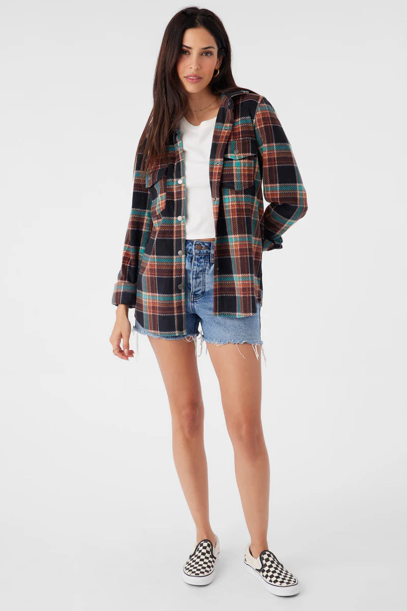 ONEILL ZUMA FLANNEL PLAID TOP