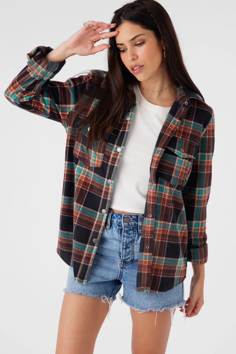 ONEILL ZUMA FLANNEL PLAID TOP