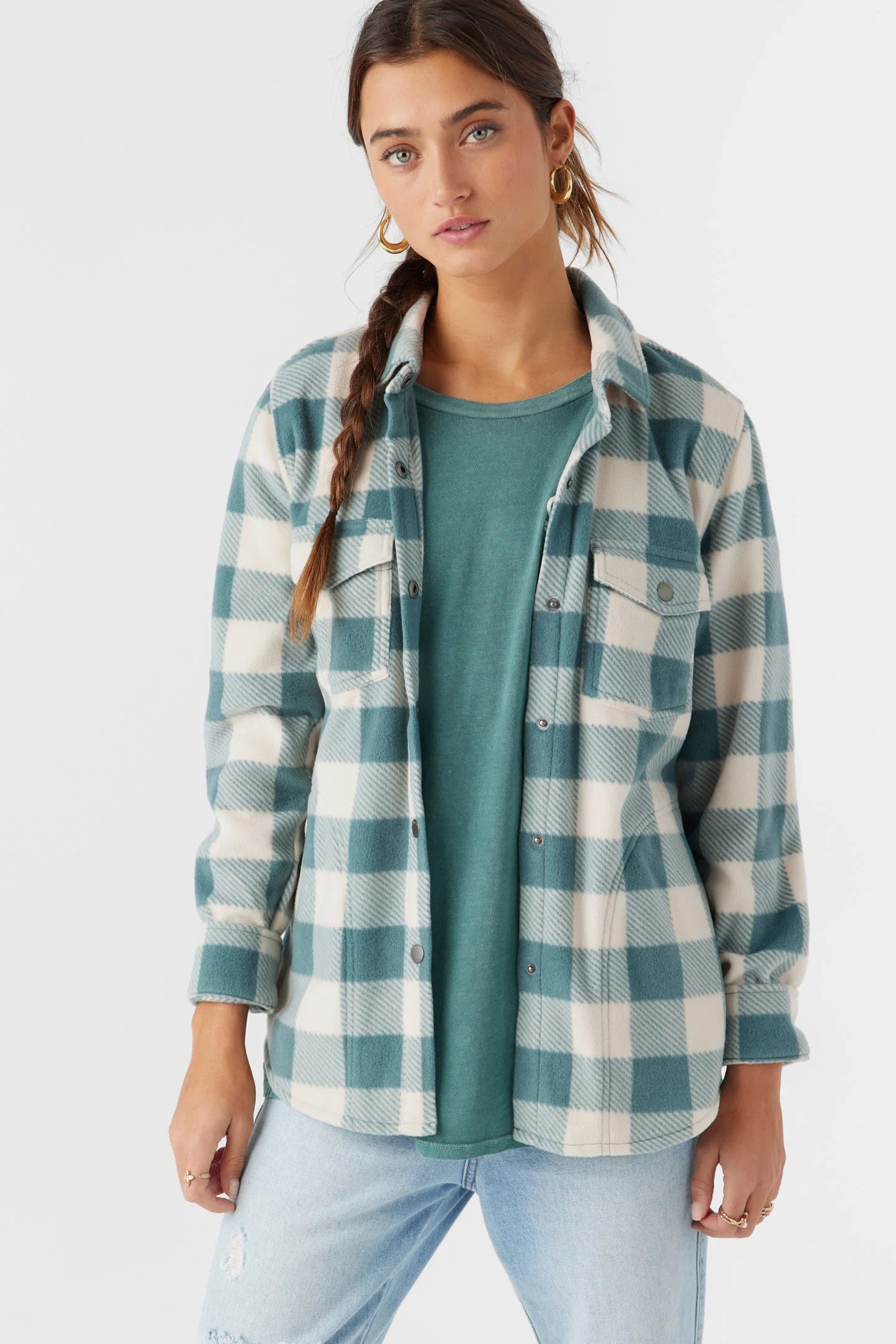 ONEILL ZUMA FLANNEL PLAID TOP