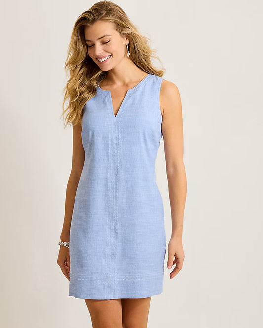 TOMMY BAHAMA PALM A DORA SPLIT NECK DRESS