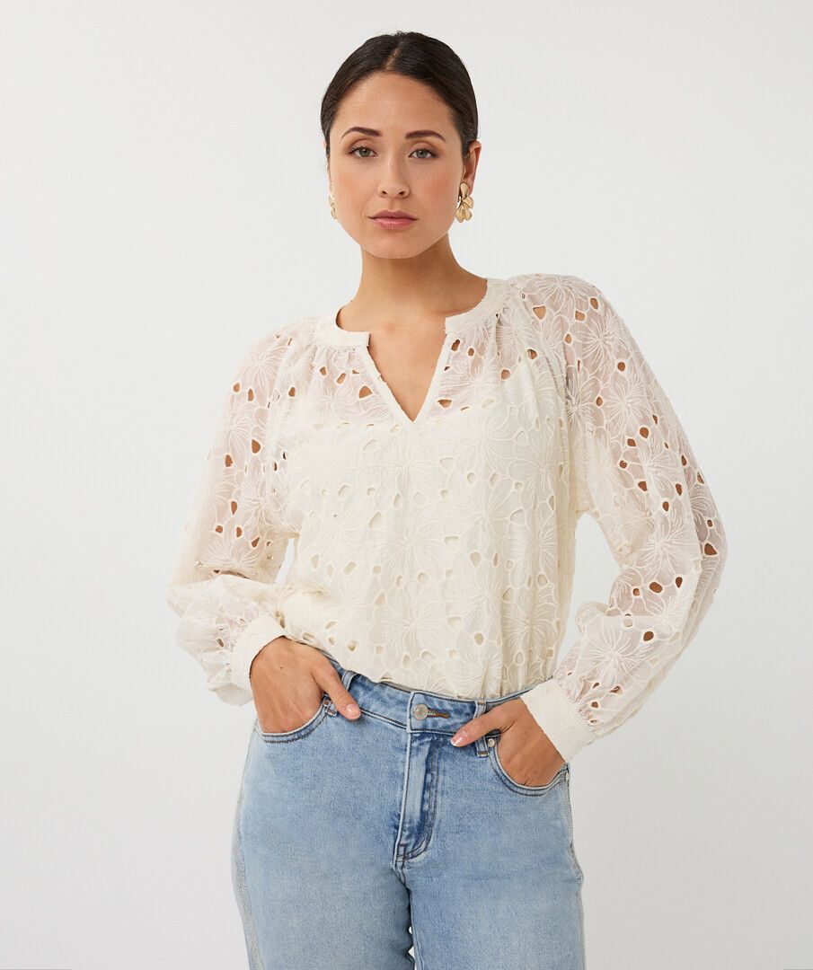 ESQUALO BLOUSE RAGLAN EMBROIDERY ANGLAISE