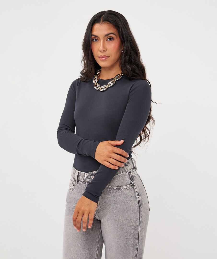 ESQUALO TOP LONG SLEEVE ROUND NECK