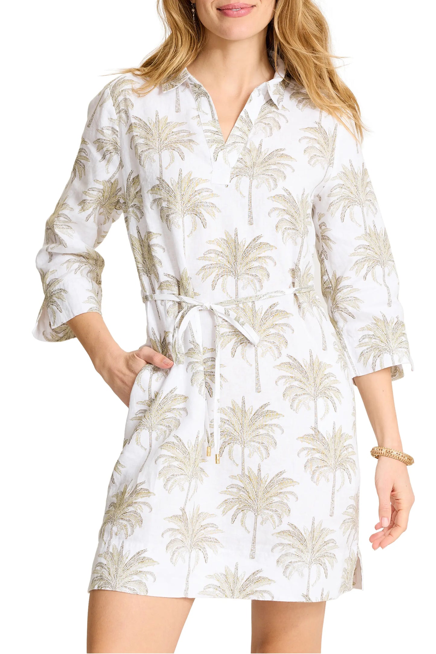 TOMMY BAHAMA PALM BANKS TIE WAIST SHIFT DRESS