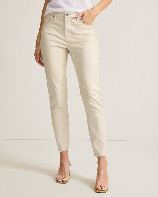 PEARL COATED SKINNY ANKLE JEANS